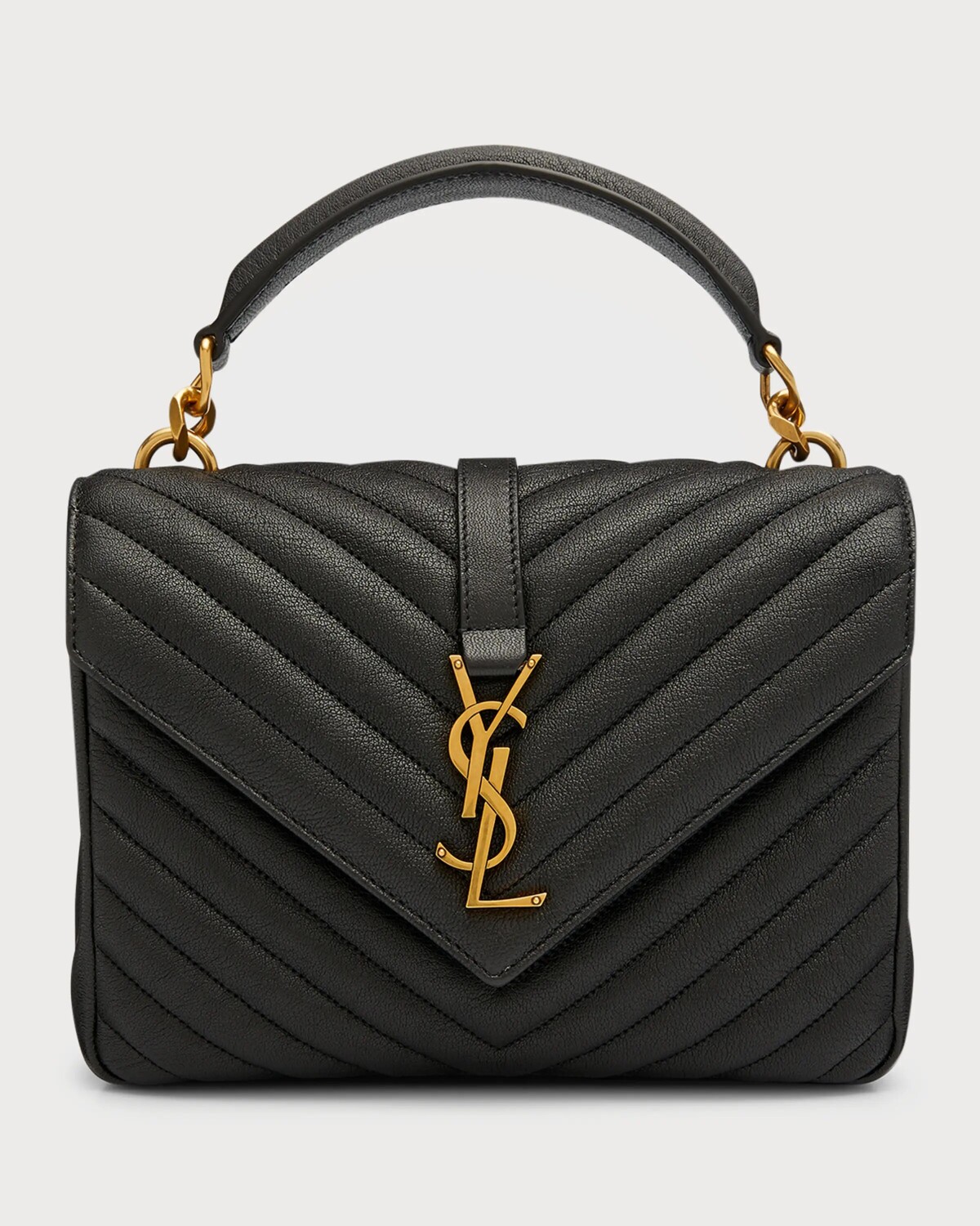 

Сумка через плечо College среднего размера с клапаном YSL из стеганой кожи Saint Laurent, цвет Black
