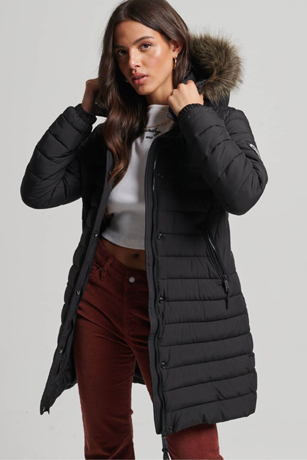 

Утепленное пальто Super Fuji Superdry, черный