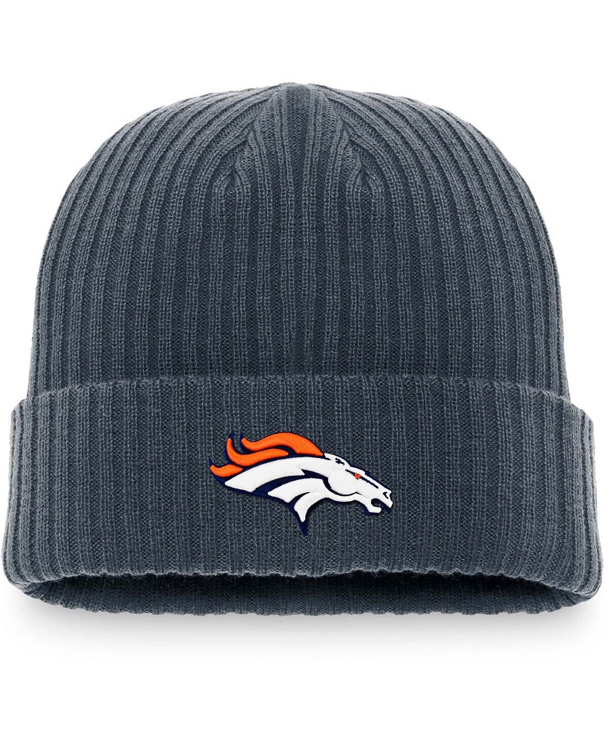 

Мужская темно-серая вязаная шапка Denver Broncos Dark Shadow с манжетами Fanatics