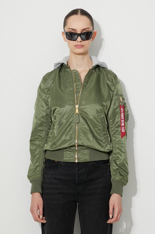 

Куртка-бомбер с капюшоном MA-1 Alpha Industries, зеленый
