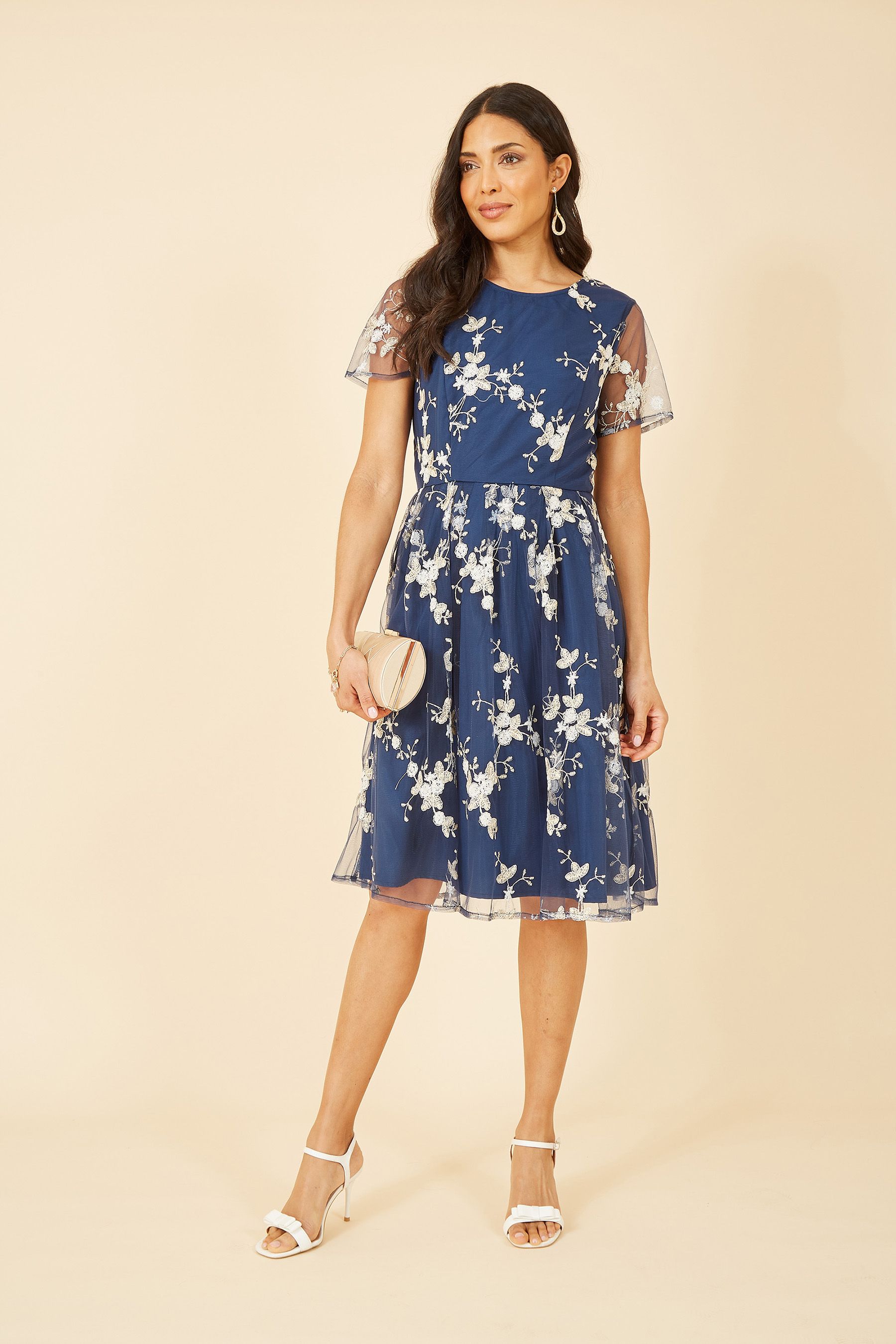 Расклешенное платье с цветочным принтом Yumi, синий