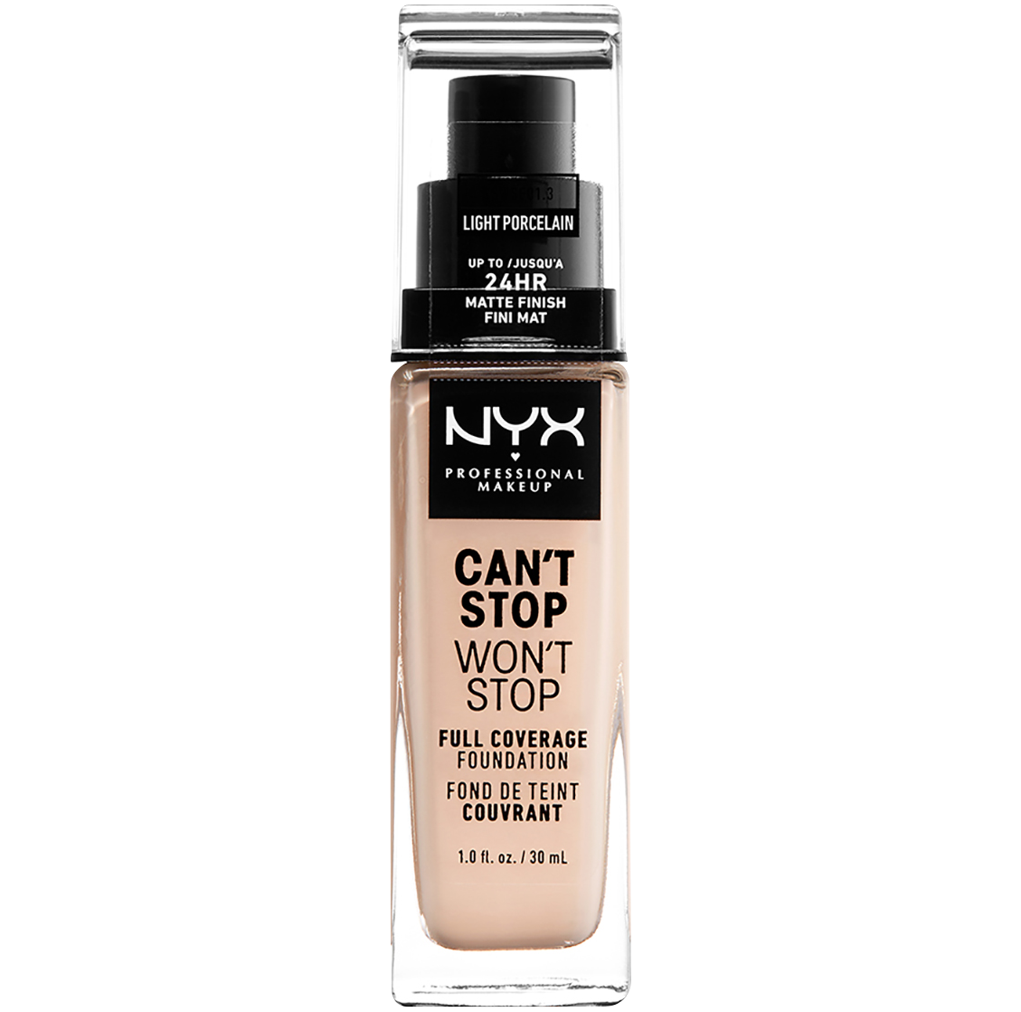 Легкая фарфоровая тональная основа для лица Nyx Professional Makeup Can'T Stop Won'T Stop, 30 мл
