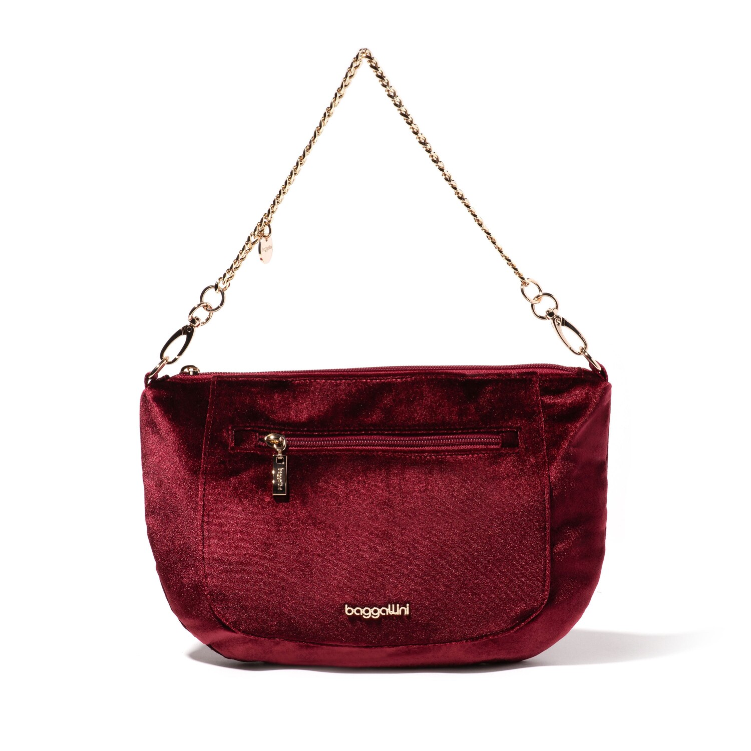 

Baggallini - Женская сумка через плечо Modern Everywhere в форме полумесяца, цвет Red Velvet With Gold Hardware