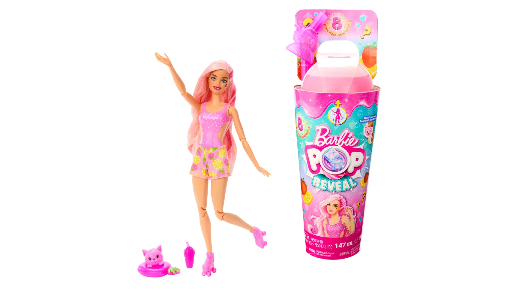 

Barbie Поп! Серия Reveal Barbie Juicy Fruits Клубничный лимонад