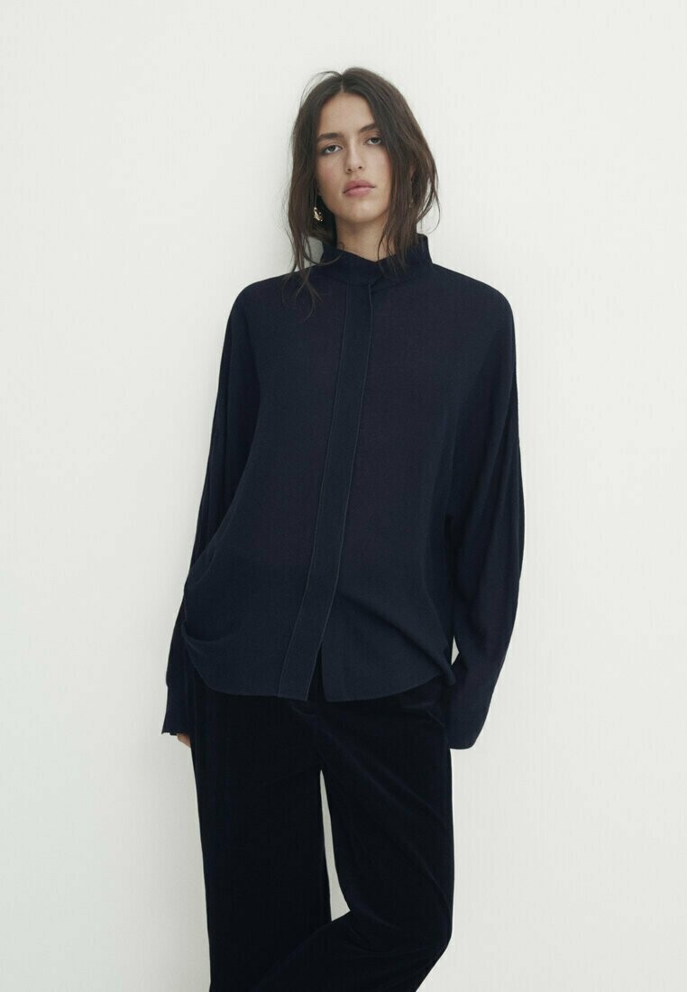 

Блузка на пуговицах Massimo Dutti, цвет blue black denim