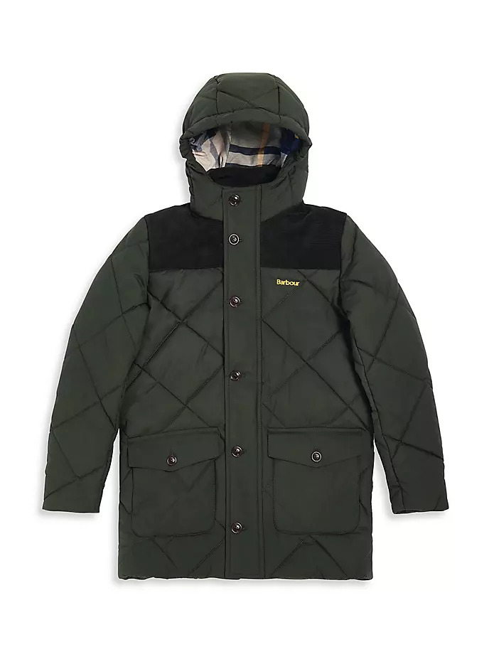 цена Стеганое пальто Elmwood для маленьких мальчиков и мальчиков Barbour, цвет sage