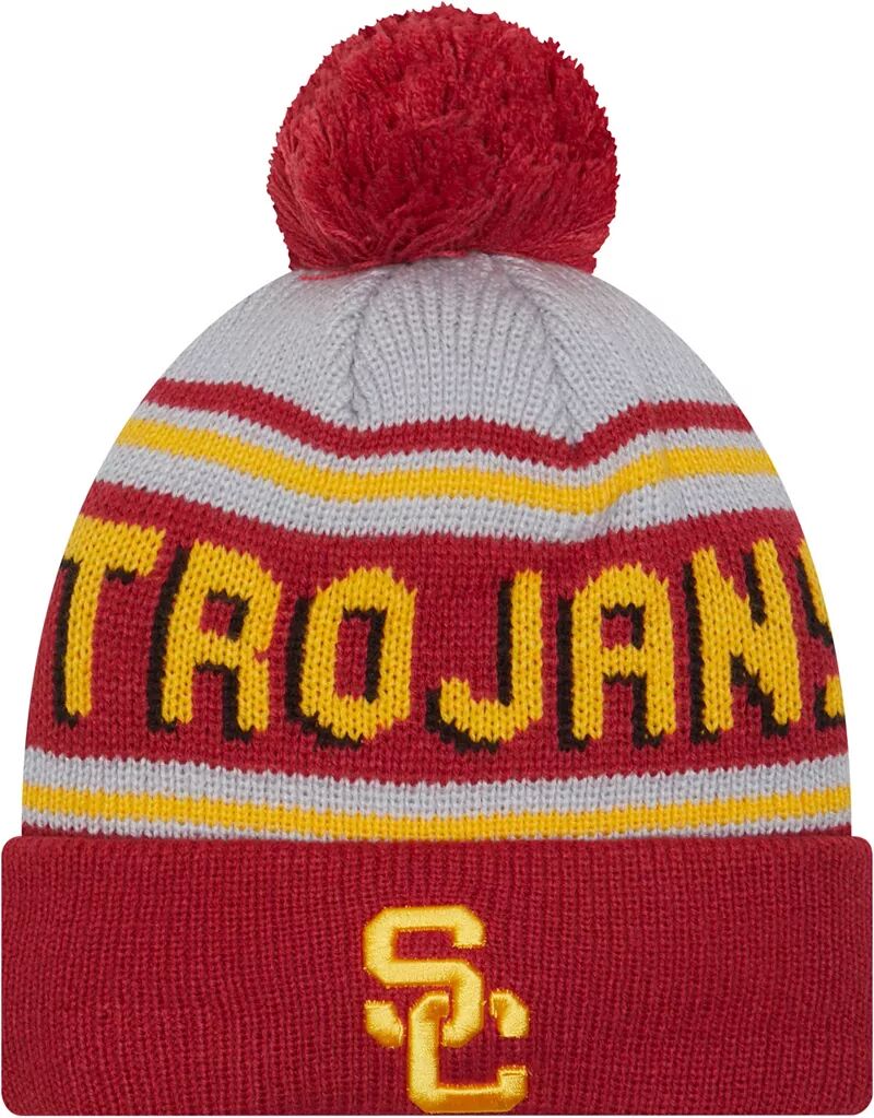 Мужская шапка-бини New Era USC Trojans Cardinal Pom Wordmark