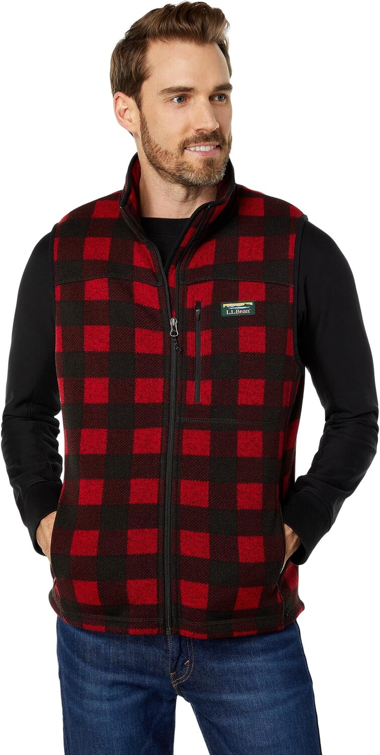 

Свитер L.L.Bean Sweater Fleece Vest Printed, цвет Buffalo Plaid Garnet