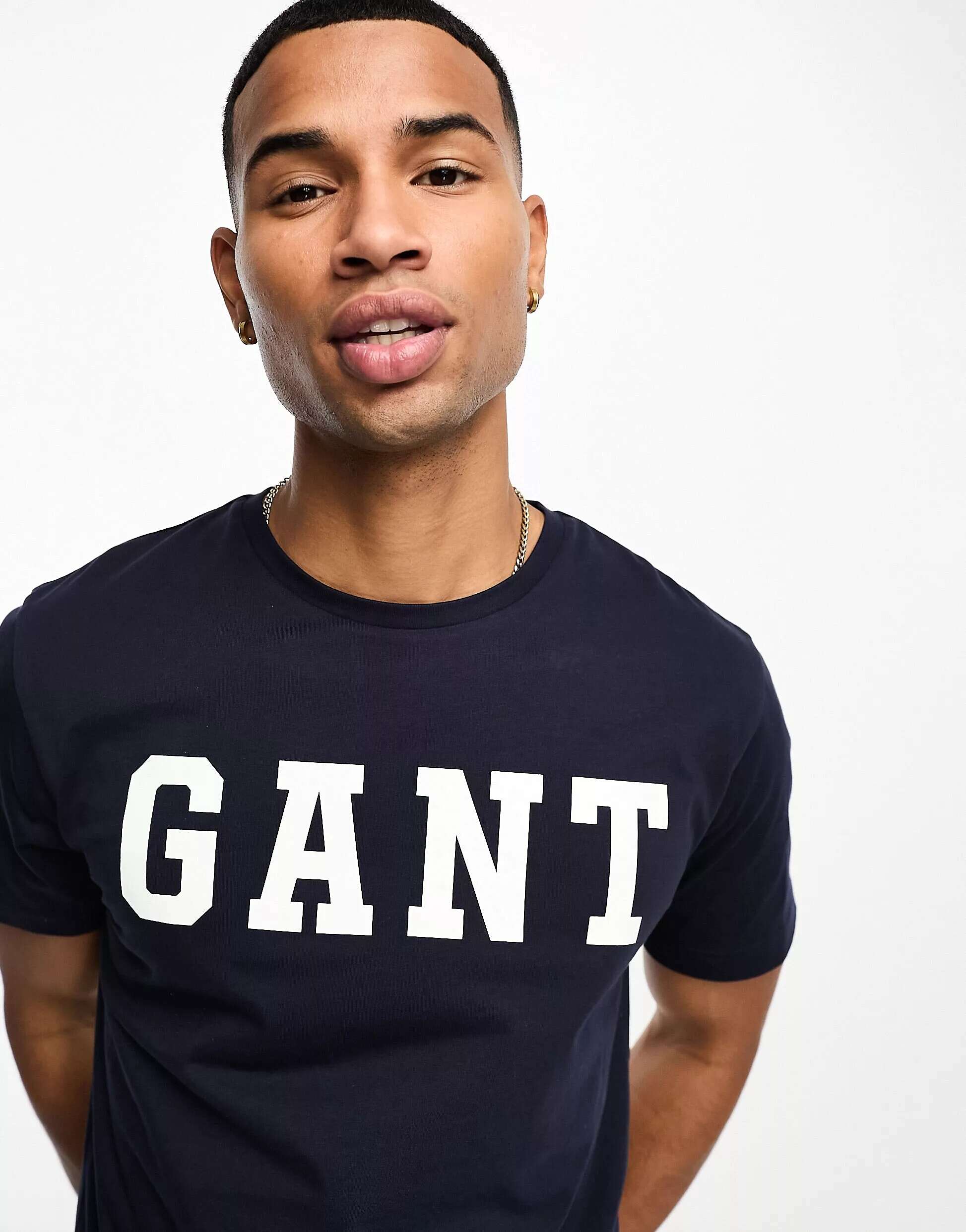 

Темно-синяя футболка с логотипом GANT varsity, Синий