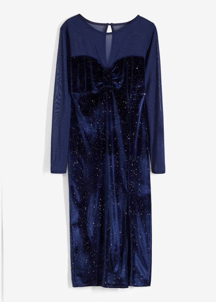 Платье с сетчатой вставкой Bodyflirt Boutique, синий