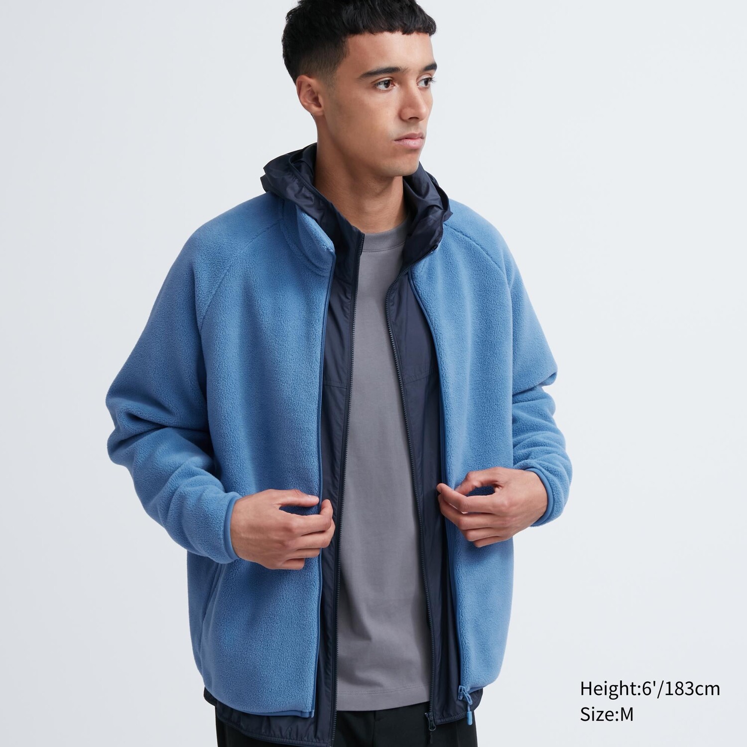 толстовка uniqlo fluffy fleece zipped светло коричневый Флисовая толстовка на молнии Zipped Uniqlo, голубой