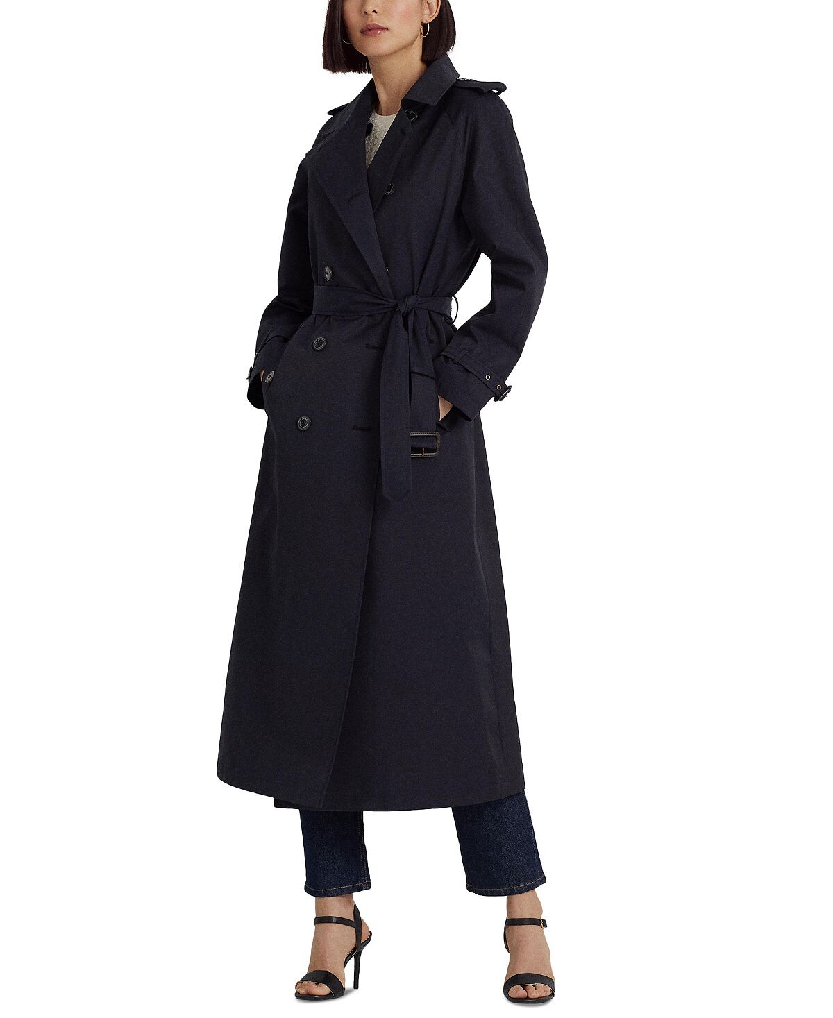 

Женский длинный тренч с поясом Lauren Ralph Lauren, синий