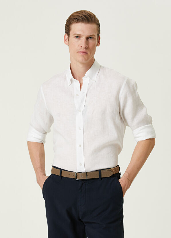 

Льняная рубашка удобного кроя Beymen Collection, белый