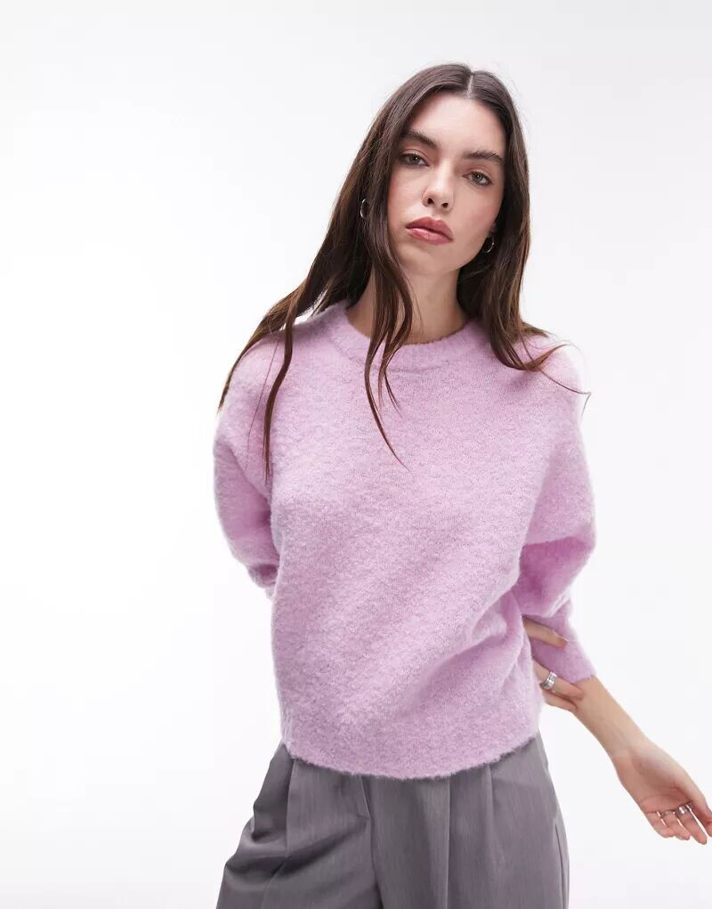 

Сиреневый джемпер свободной вязки букле Topshop, Коричневый
