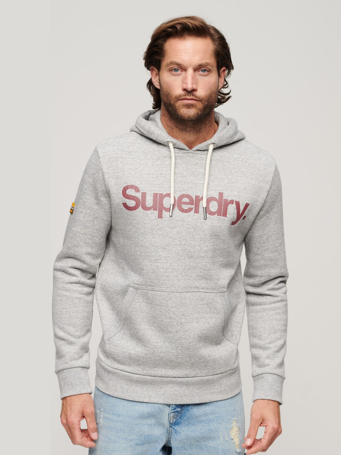 

Классическая толстовка с логотипом Core Superdry, атлетический серый меланж