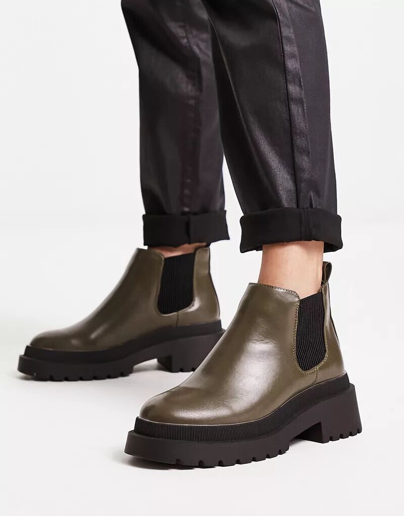 

Низкие ботинки челси цвета хаки River Island