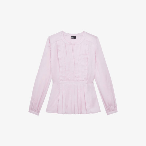 

Атласный топ со складками и V-образным вырезом The Kooples, розовый