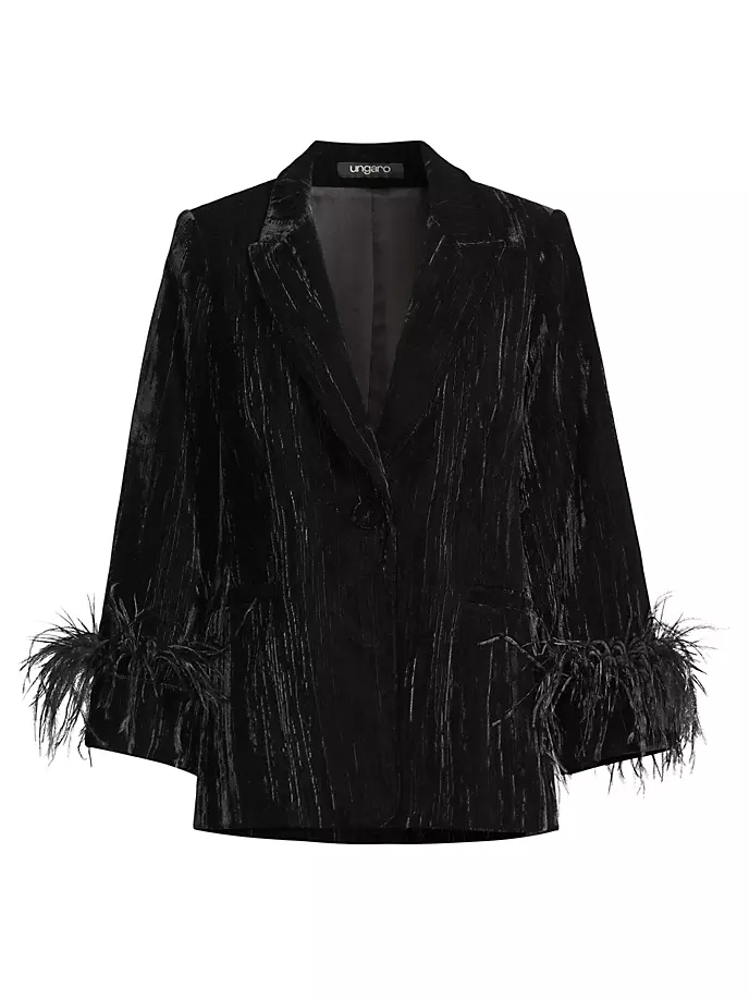 

Бархатный блейзер Scottie с перьями Ungaro, черный
