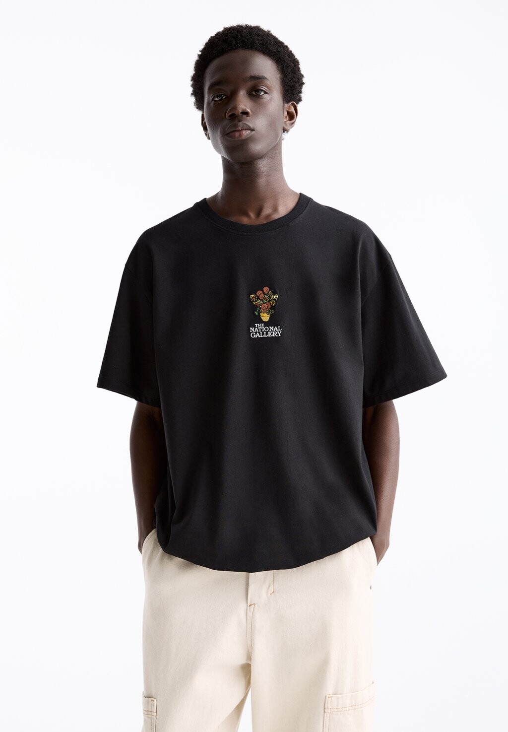 

Футболка с принтом VAN GOGH PULL&BEAR, черный