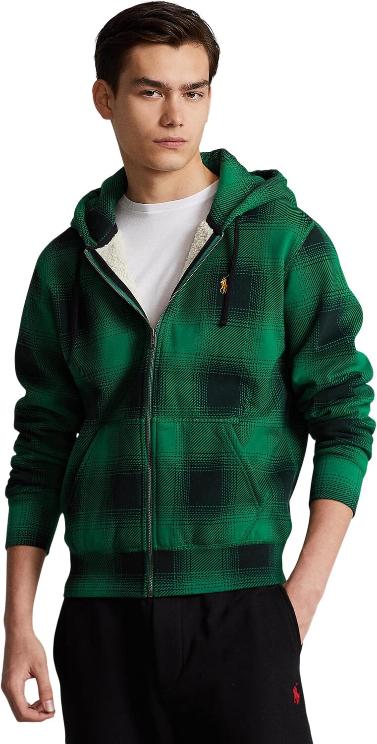 

Флисовая толстовка на молнии в клетку на ворсовой подкладке Polo Ralph Lauren, цвет Ombre Plaid Athletic Green