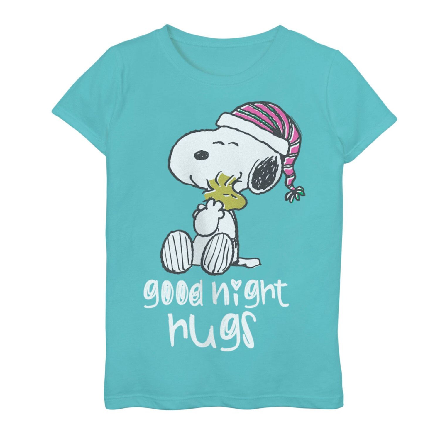 

Классическая футболка с рисунком Peanuts Good Night Hugs Snoopy для девочек 7–16 лет Licensed Character