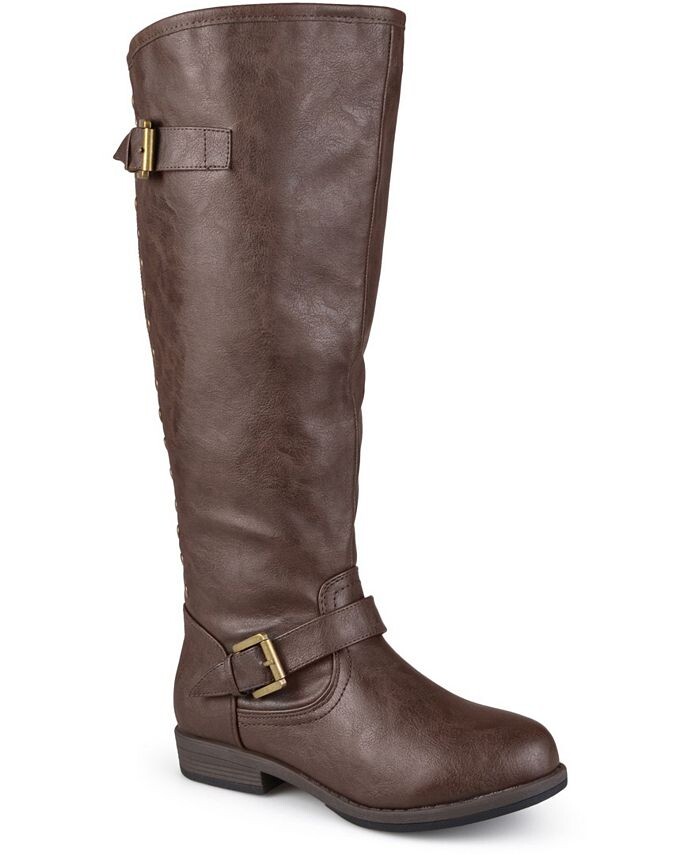 

Женские очень широкие ботинки Spokane до икры с шипами Journee Collection, цвет Brown
