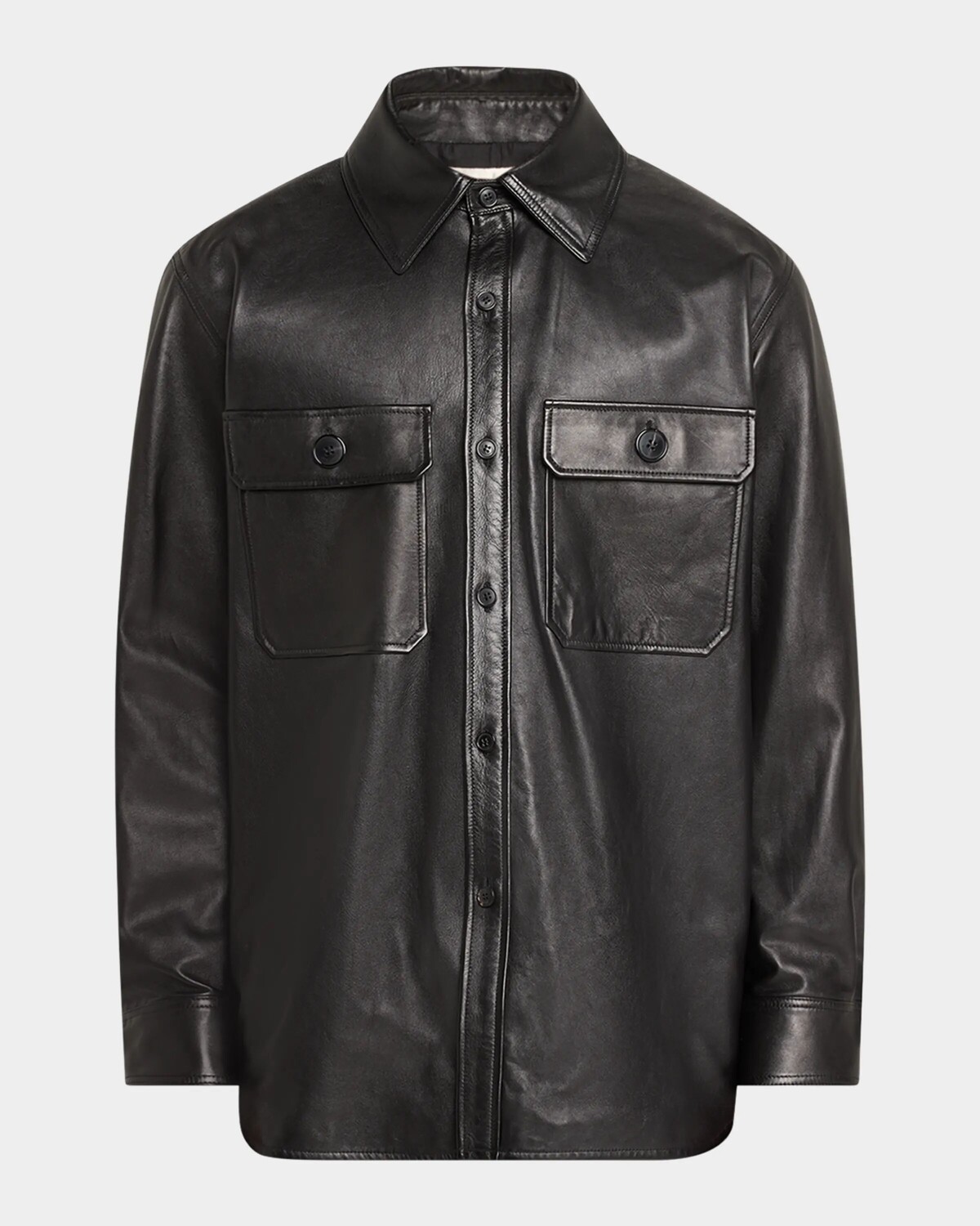 

Мужская кожаная верхняя рубашка с двумя карманами Saint Laurent, цвет Nero