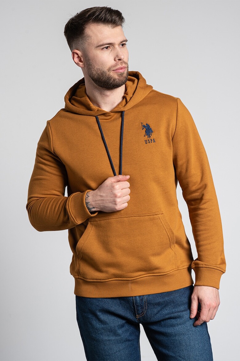 

Хлопковая толстовка с карманом-кенгуру U S Polo Assn , охра