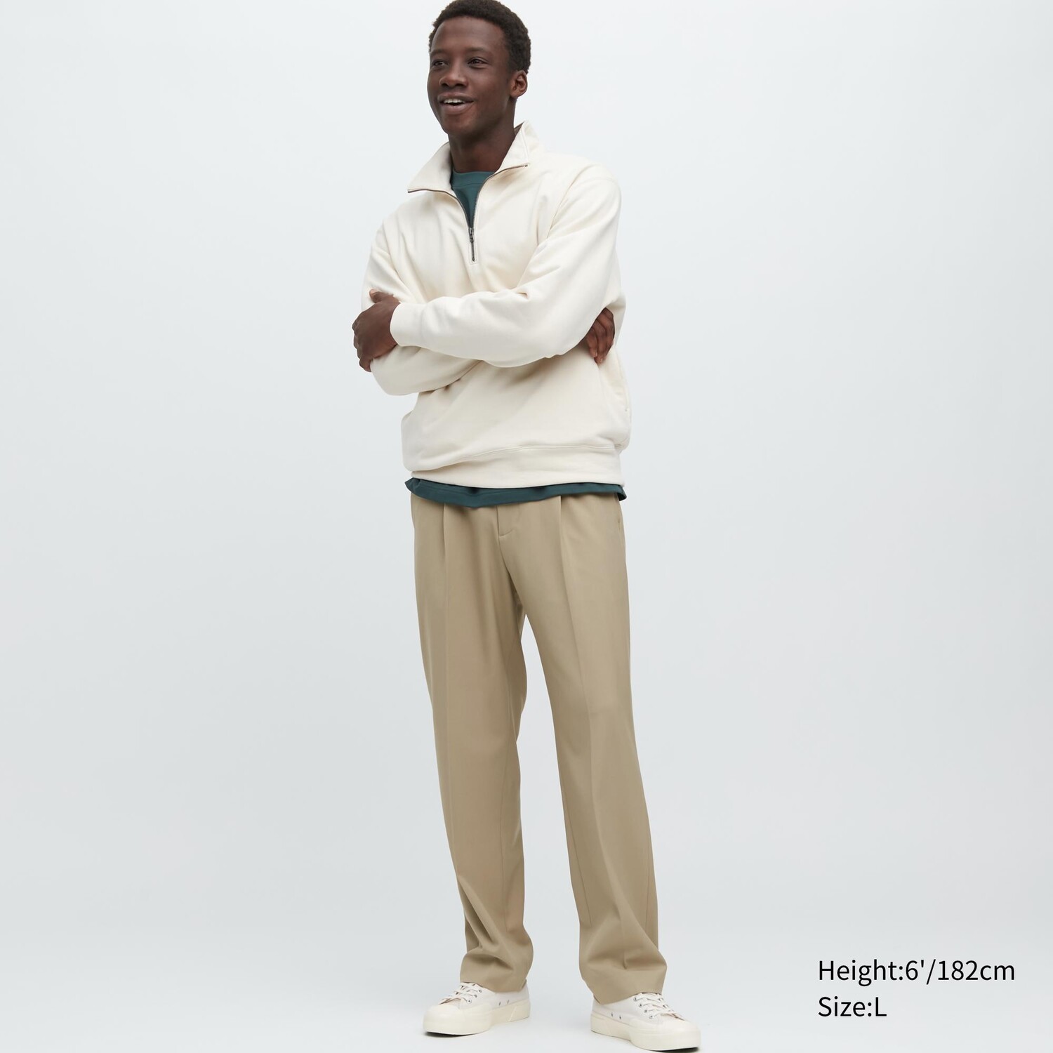 

Двусторонние эластичные плиссированные брюки зауженного кроя Uniqlo, бежевый