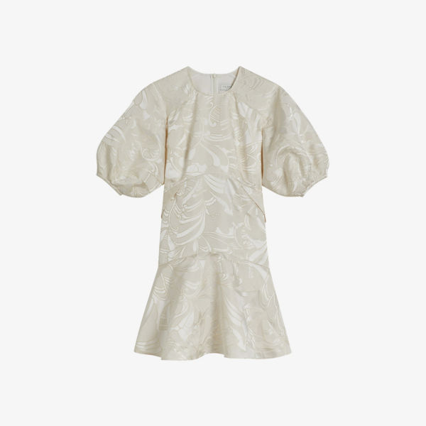Платье мини Alannah из жаккардовой ткани с пышными рукавами и цветочным принтом Ted Baker, цвет natural ted baker юбка