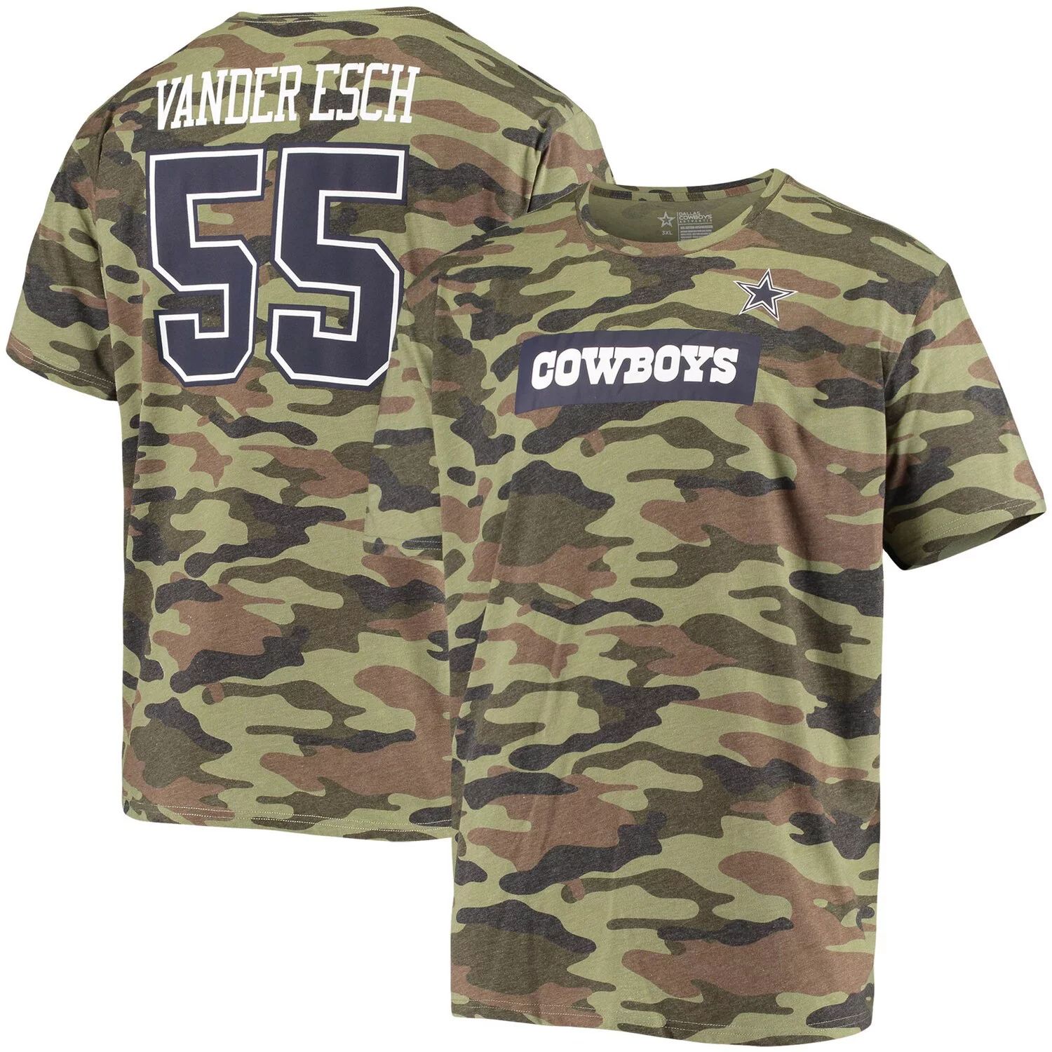 

Мужская футболка Leighton Vander Esch Camo Dallas Cowboys Caudron с именем и номером