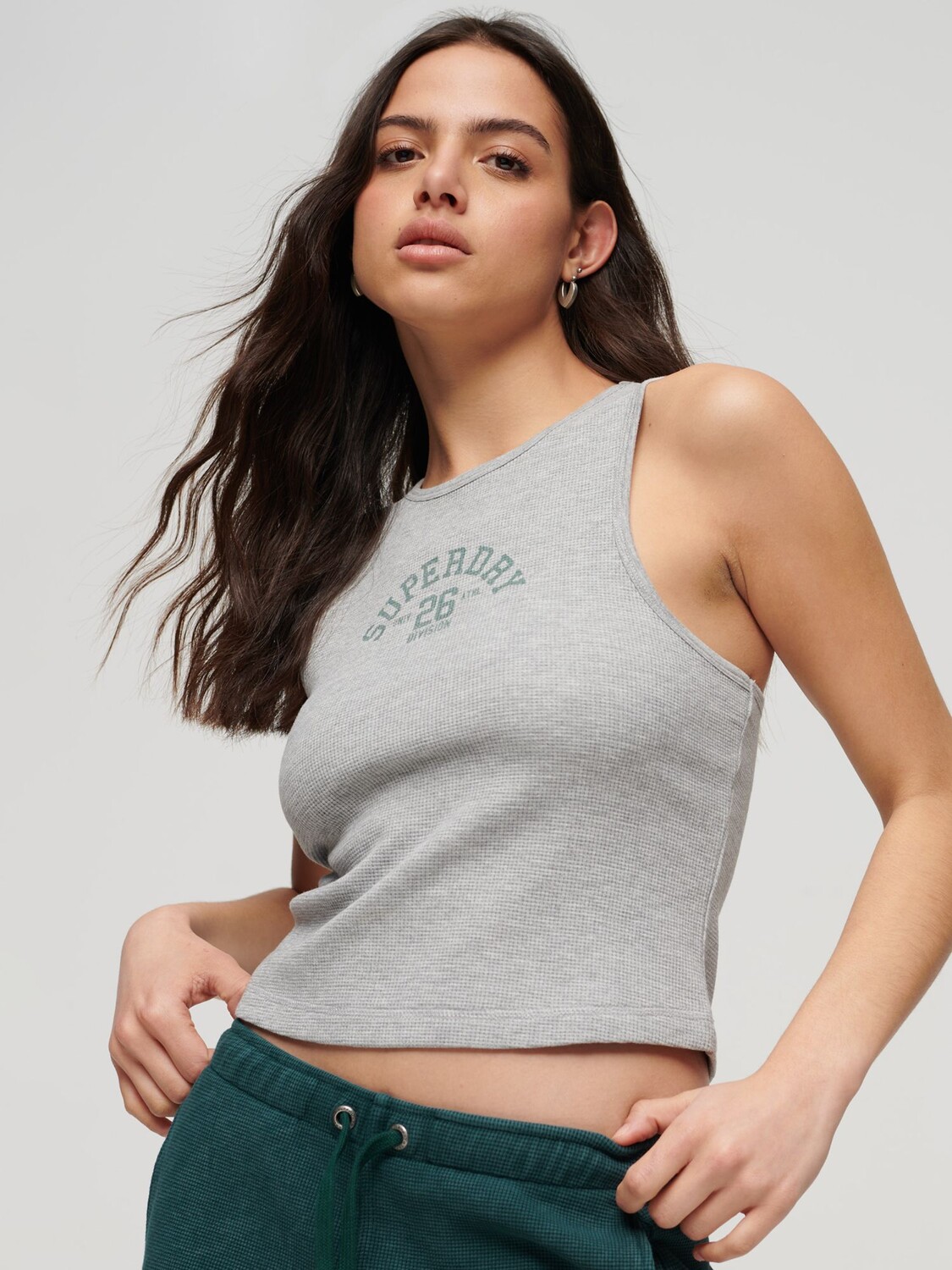

Вафельная майка Athletic Essential Superdry, серый мергель