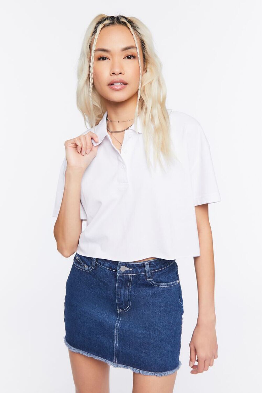 

Укороченная рубашка-поло Forever 21, белый