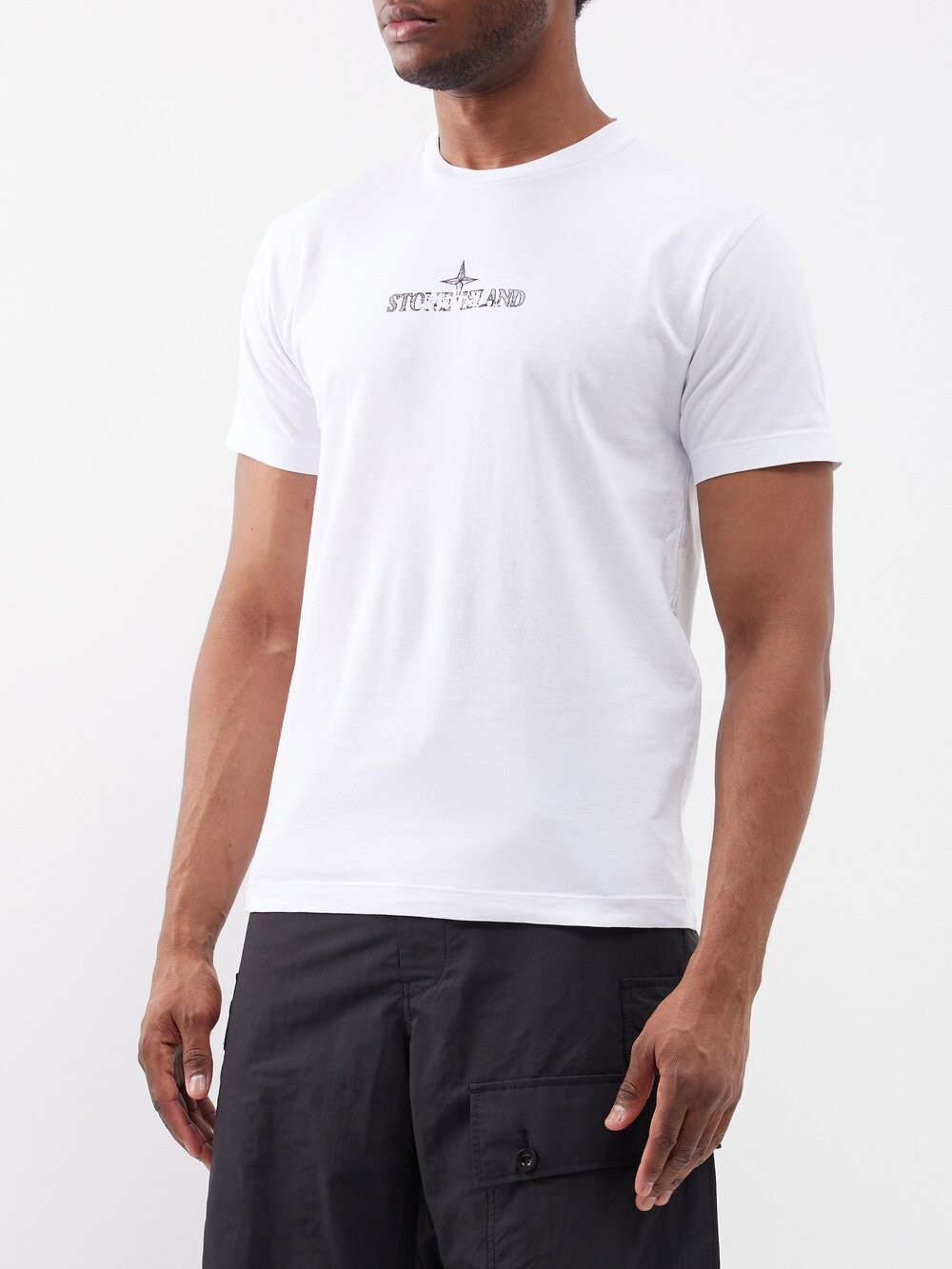 

Футболка stamp one из хлопкового джерси с логотипом Stone Island, белый