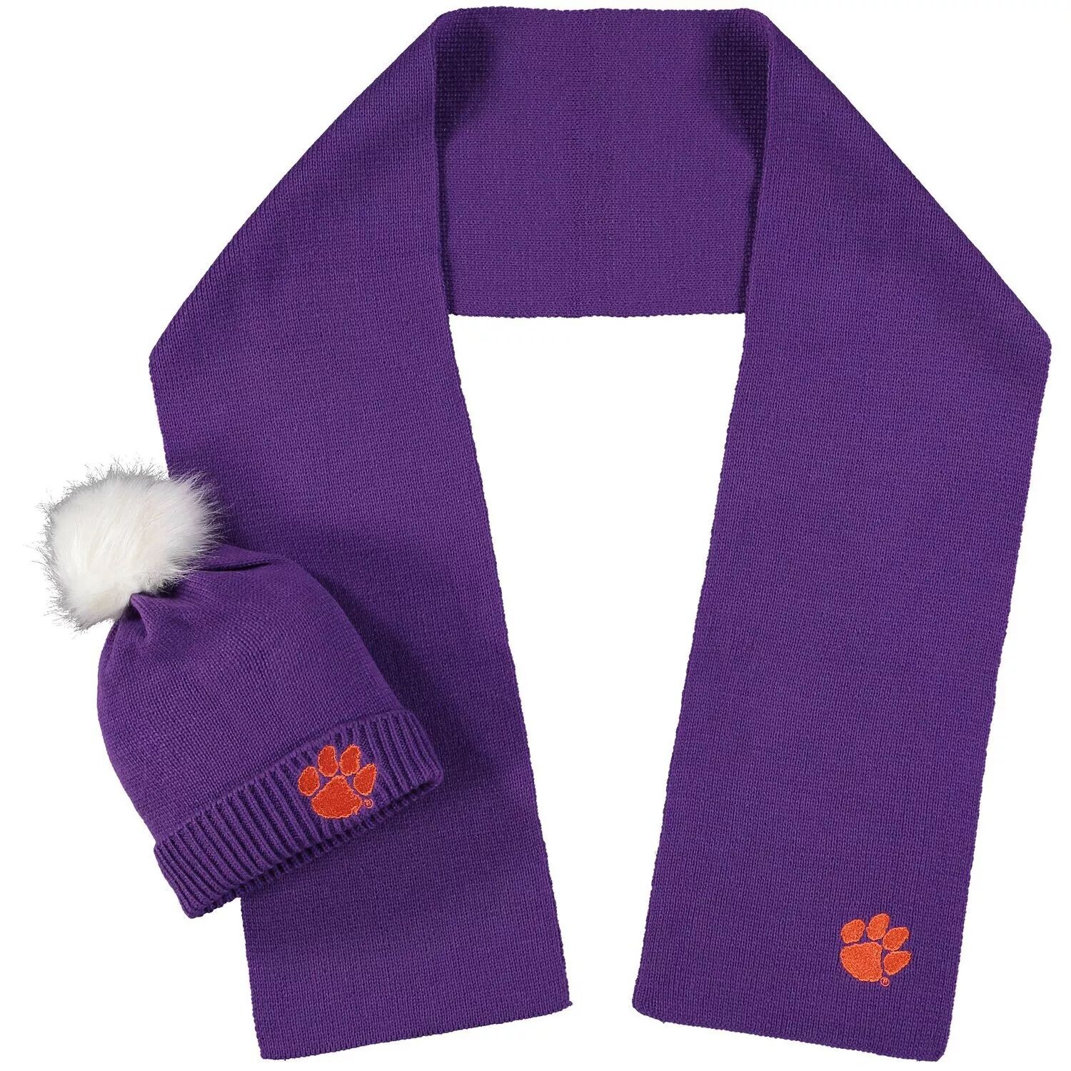 

Шарф ZooZatz Clemson Tigers, вязаная шапка с манжетами и помпонами