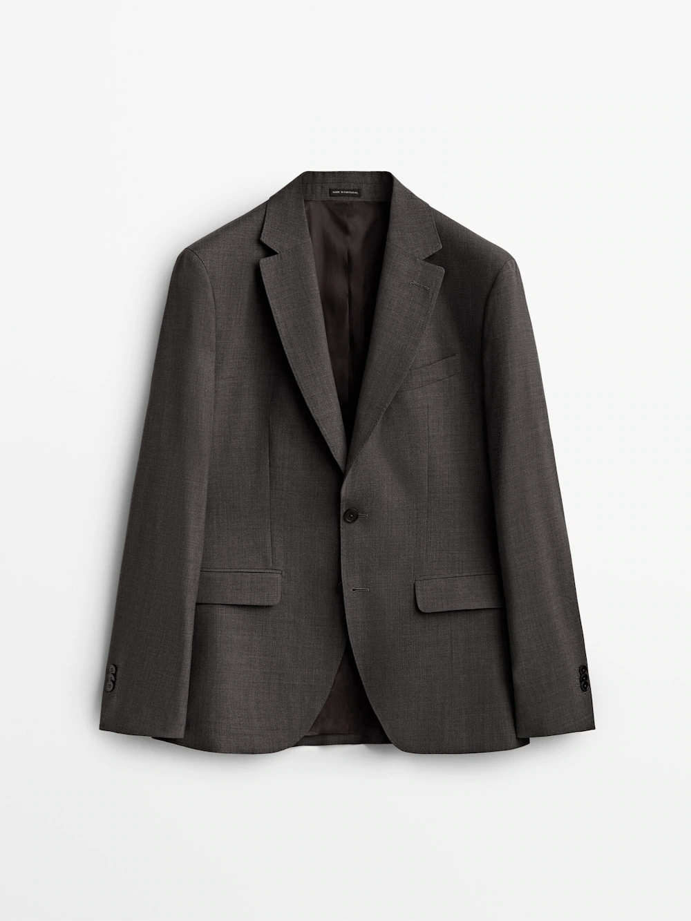 

Серый костюмный пиджак из шерсти стрейч Massimo Dutti, серый