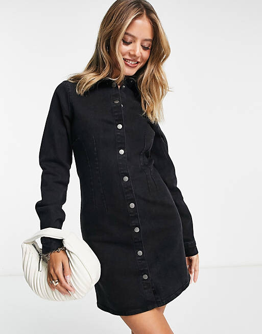 

Черное джинсовое платье-рубашка ASOS DESIGN