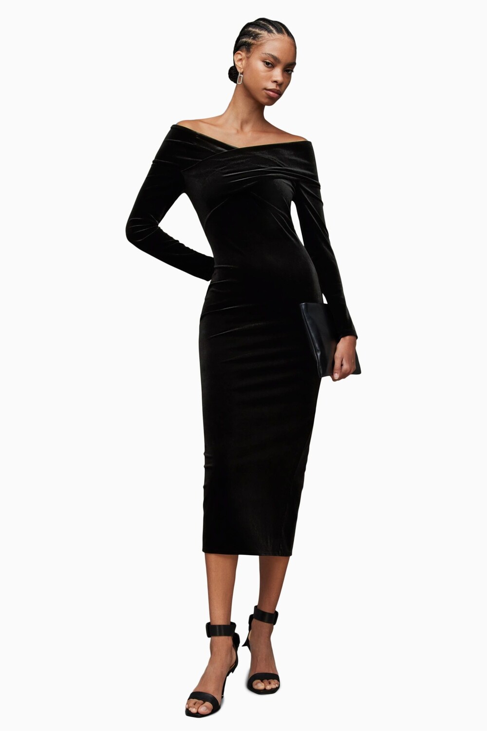 

Черное бархатное платье AllSaints в форме дельты All Saints, черный