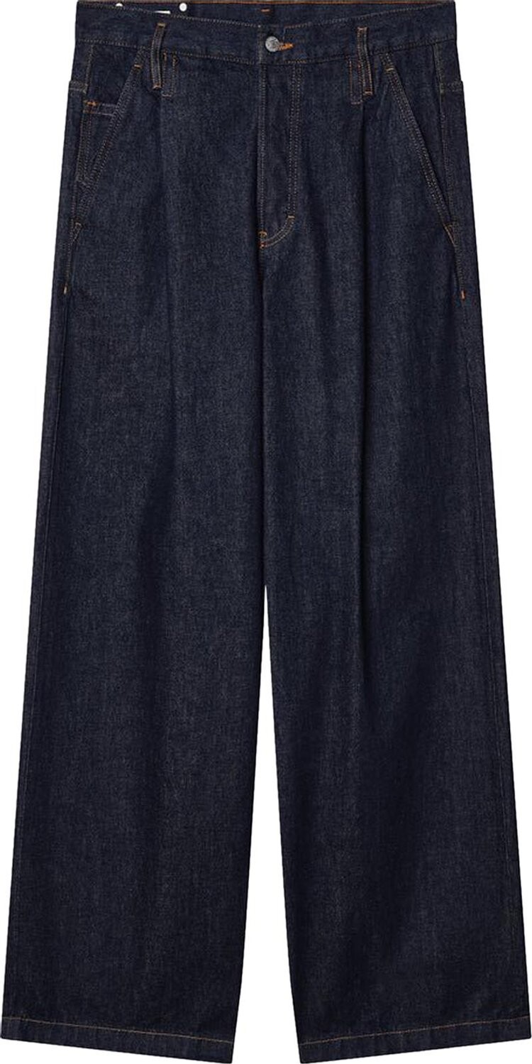 

Брюки Dries Van Noten Deep Pleat Hight Waisted Denim 'Indigo', синий