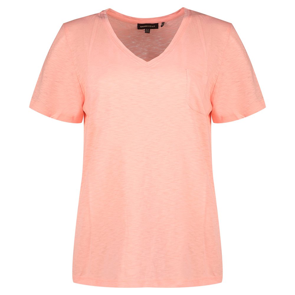 

Футболка Superdry Studios Pocket V Neck Tee Orange Label Essential Vee Original, розовый