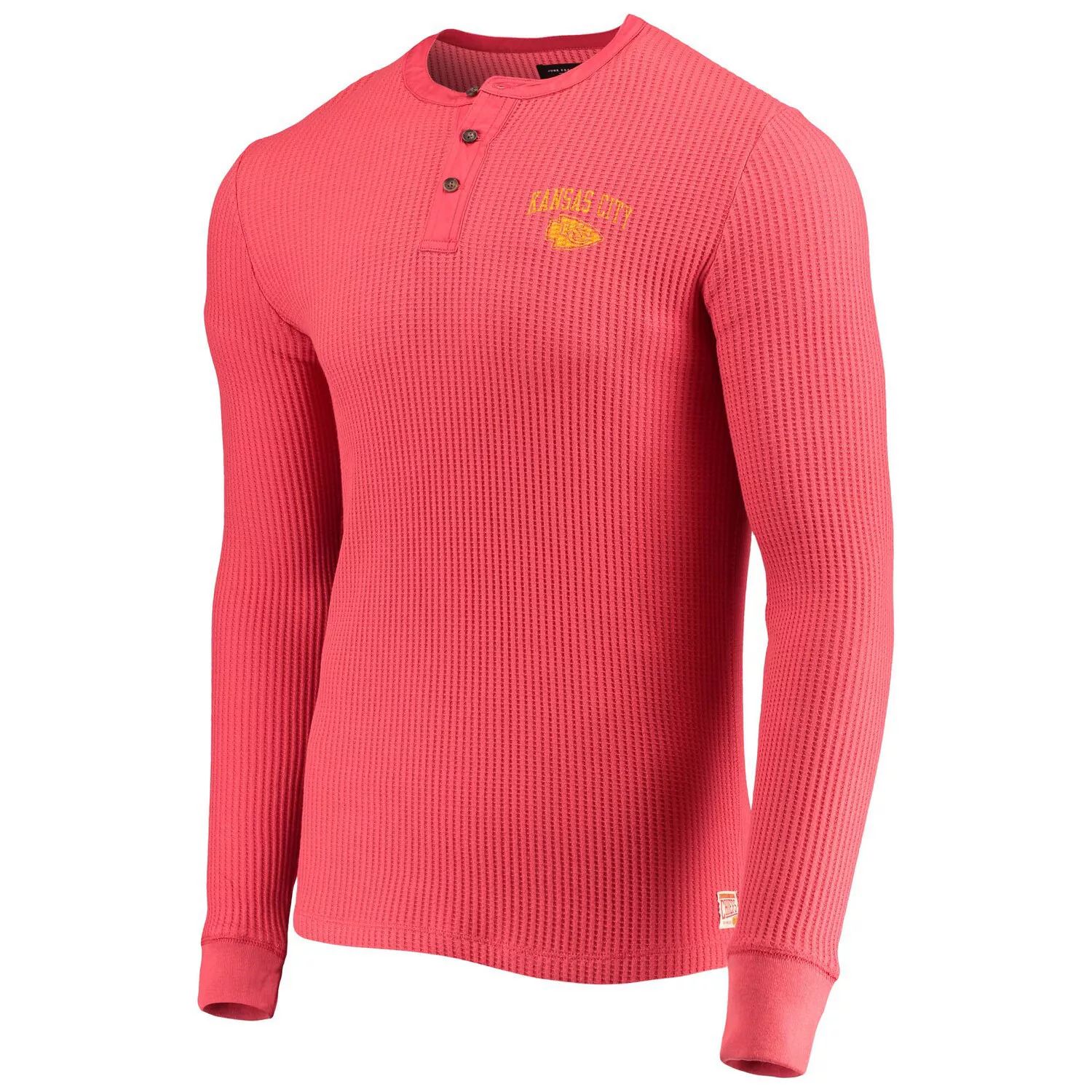 

Мужская красная футболка Junk Food Kansas City Chiefs Thermal Henley с длинным рукавом, Красный