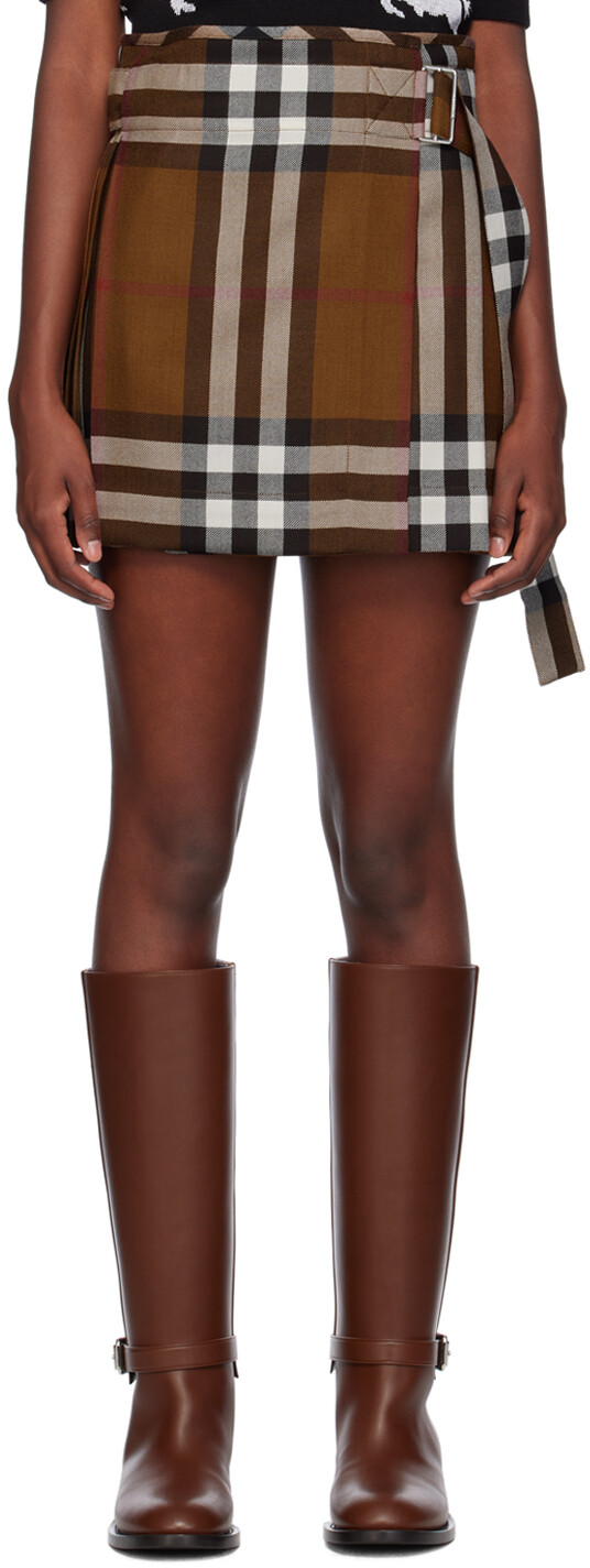 

Коричневая мини-юбка в клетку Burberry