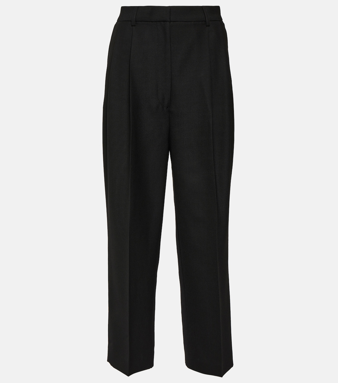 цена Укороченные брюки со складками из смесовой шерсти Toteme, черный