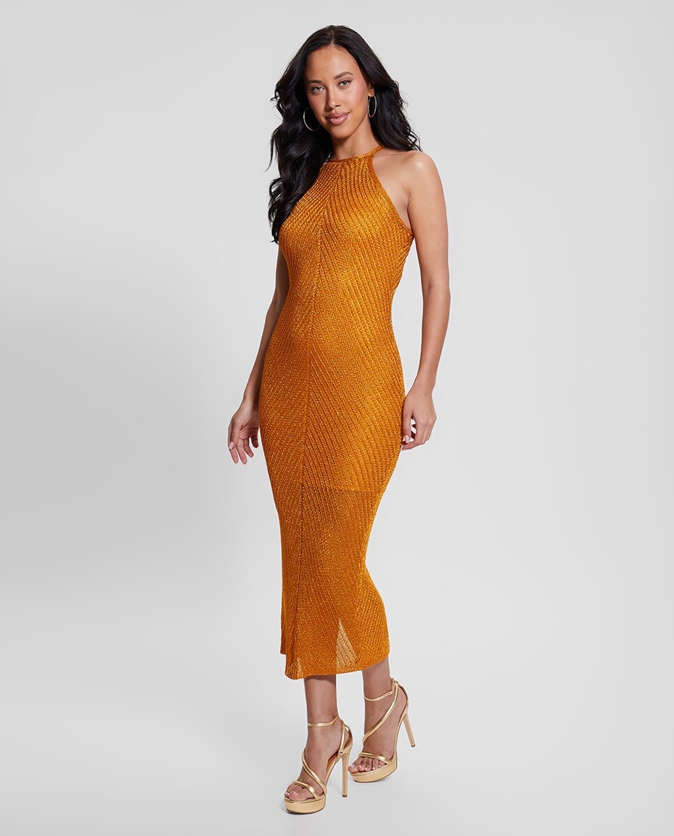 

Длинное трикотажное платье Guess, оранжевый