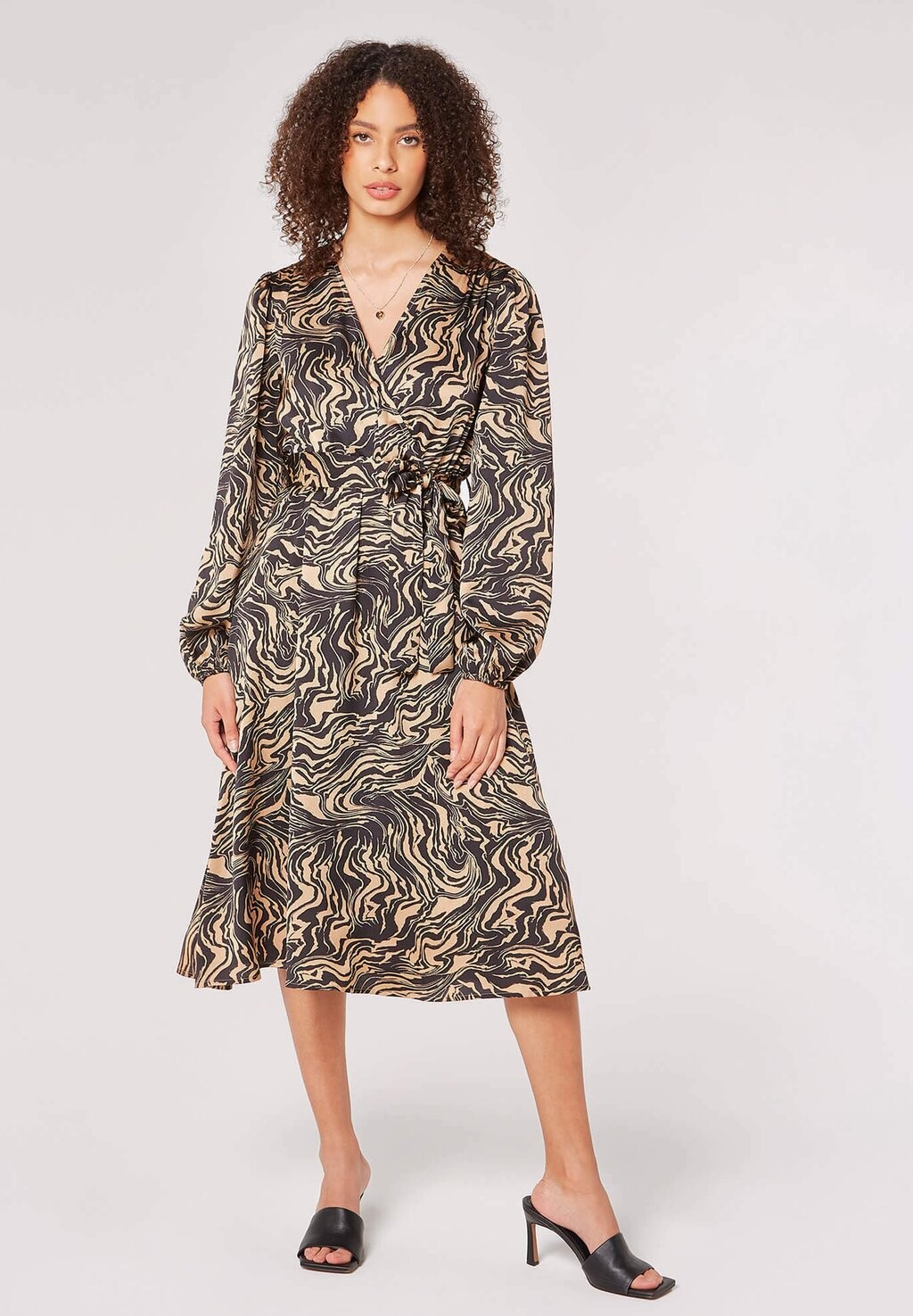 

Летнее платье Wrap Swirl Print Apricot, черный