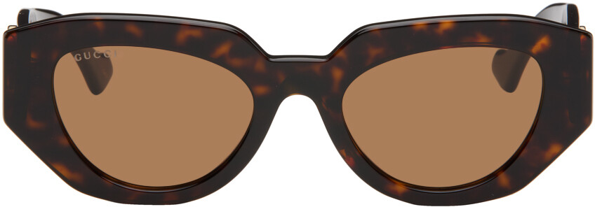 

Солнцезащитные очки черепаховой расцветки с геометрическим рисунком Gucci
