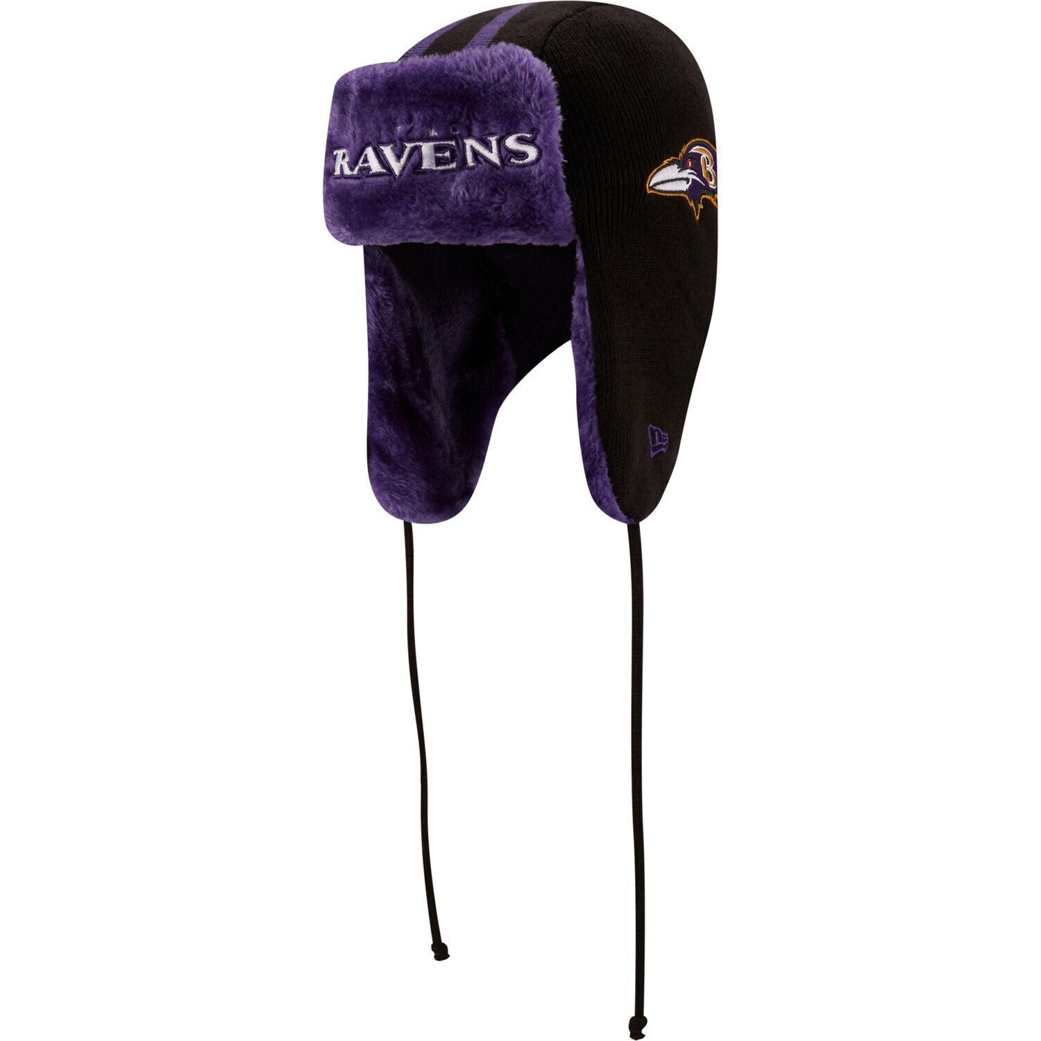 

Мужская черная вязаная шапка New Era Baltimore Ravens с головой Trapper