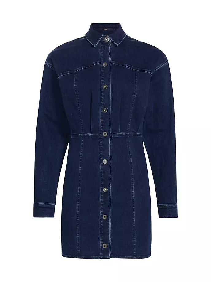 

Мини-платье из эластичного денима янтарного цвета Free People, цвет dark indigo