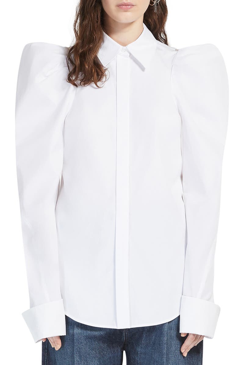 

Хлопковая рубашка на пуговицах с длинными рукавами Dry Puff SPORTMAX, белый
