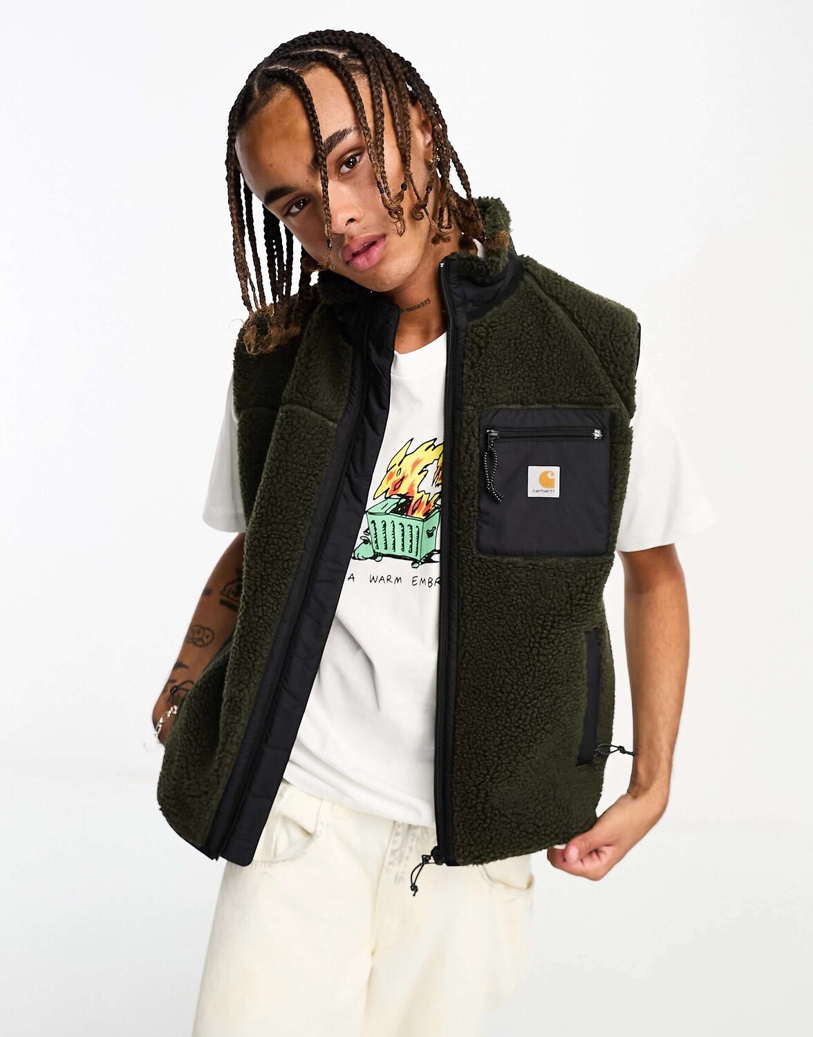 

Зеленый жилет из шерпы Carhartt WIP Prentis